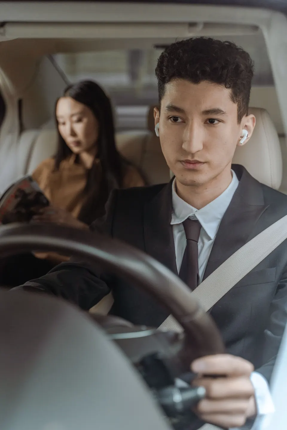 A professional driver at the wheel